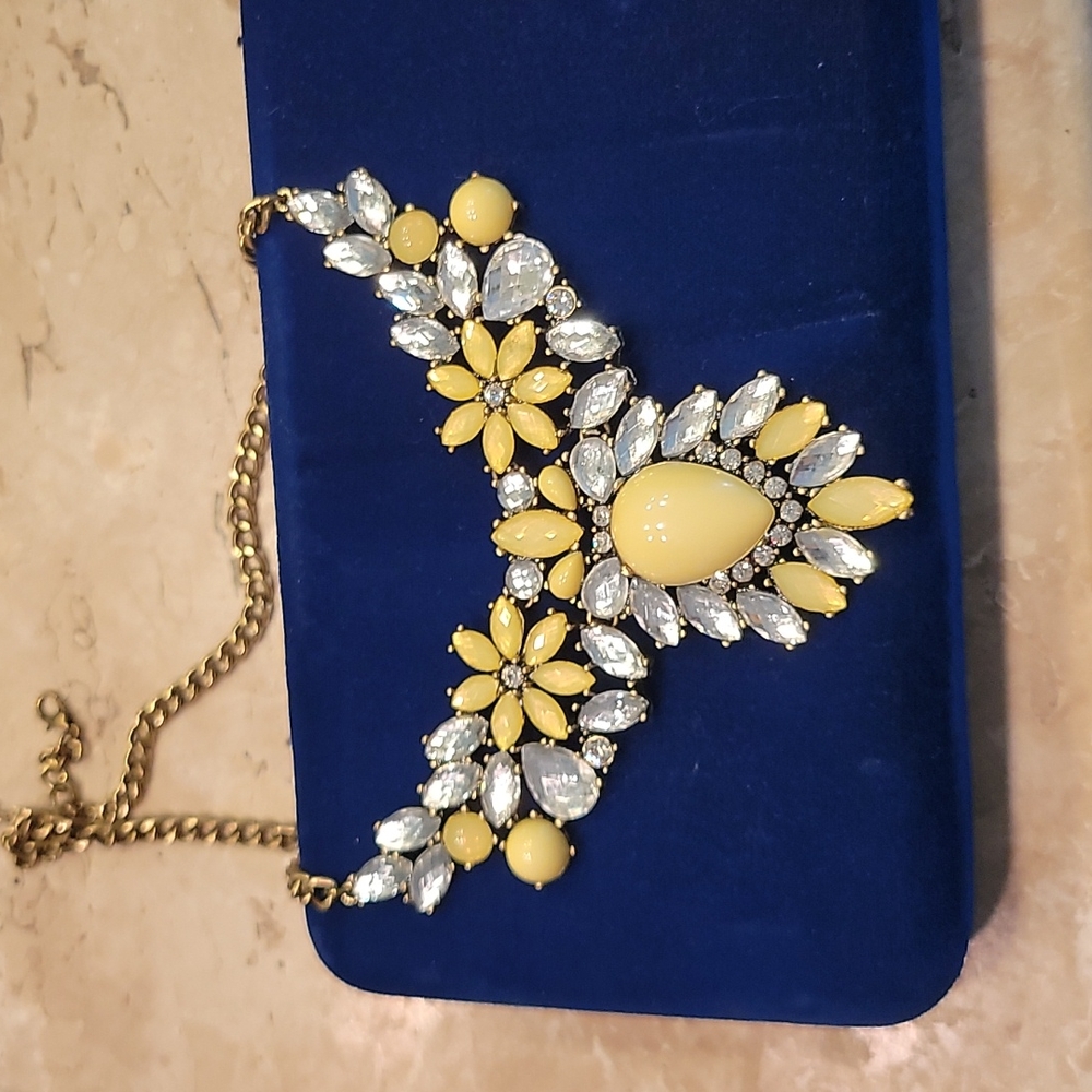 Chunky cz and yellow necklace